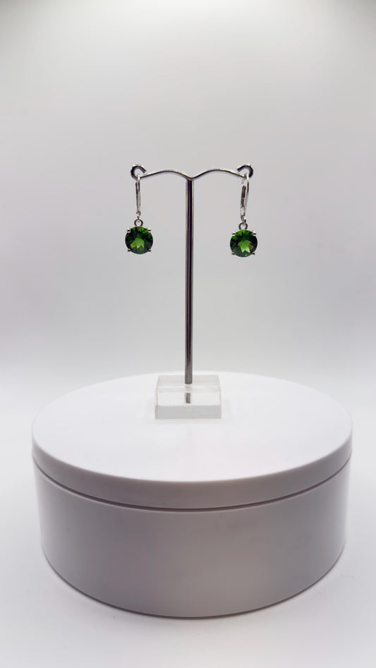 Green Helenite Cushion Cut Earrings – Sterling Silver Gemstone Dangle Earrings