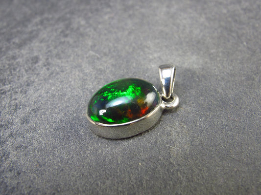 Rare Black Opal Sterling Silver Pendant from Australia - 0.7" - 1.65 Grams