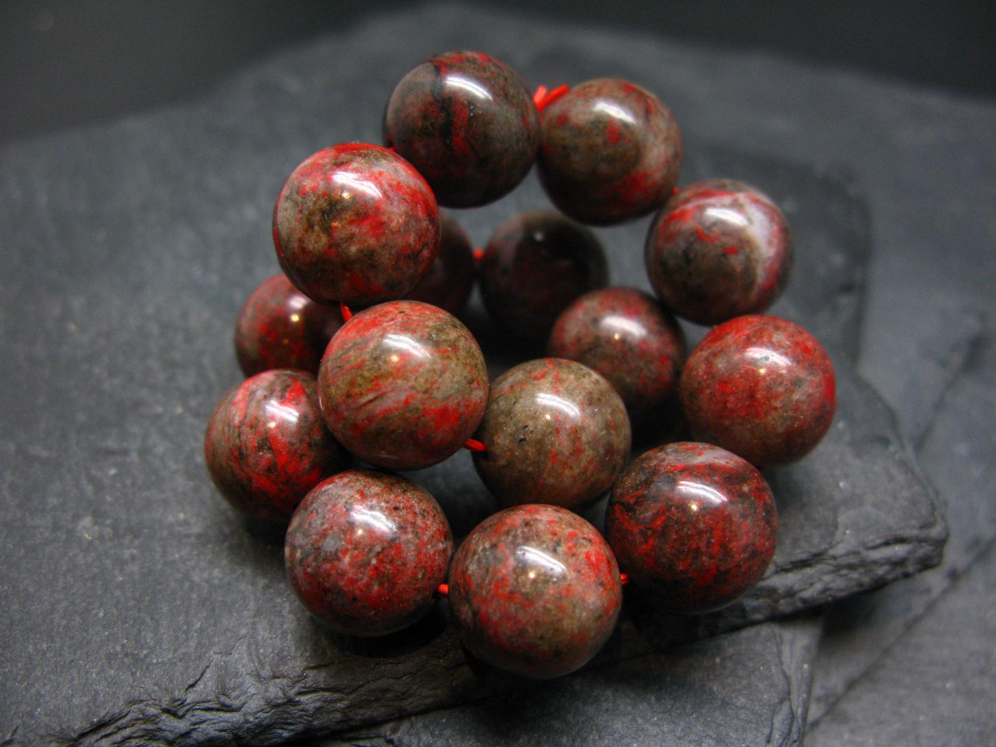 Cinnabar Genuine Bracelet ~ 7 Inches ~ 13mm Round Beads