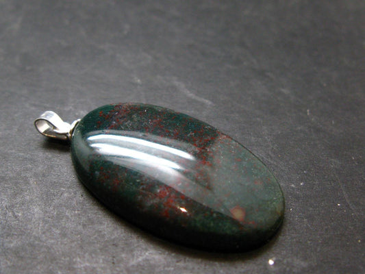 Bloodstone Silver Pendant From India - 1.5" - 6.0 Grams