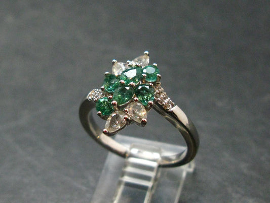 Emerald Faceted Silver Ring from Colombia - 3.75 Grams Total - Size 8.25