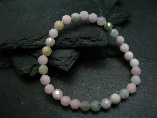 Aquamarine & Morganite Genuine Bracelet ~ 7 Inches ~ 6mm Facetted Beads