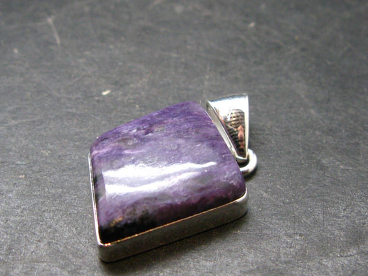 Rare High-Quality Charoite Silver Plated Pendant From Russia - 1.3" - 6.52 Grams