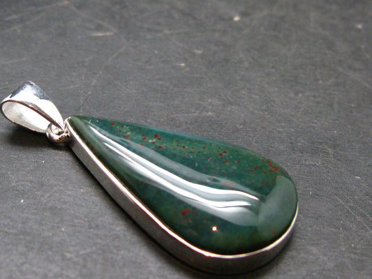 Bloodstone Silver Plated Pendant From India - 1.9" - 7.41 Grams