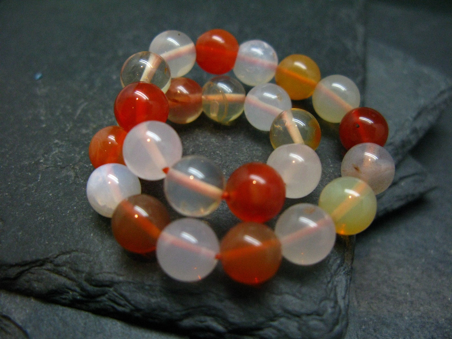 Fire Opal Genuine Bracelet ~ 7 Inches ~ 8mm Round Beads