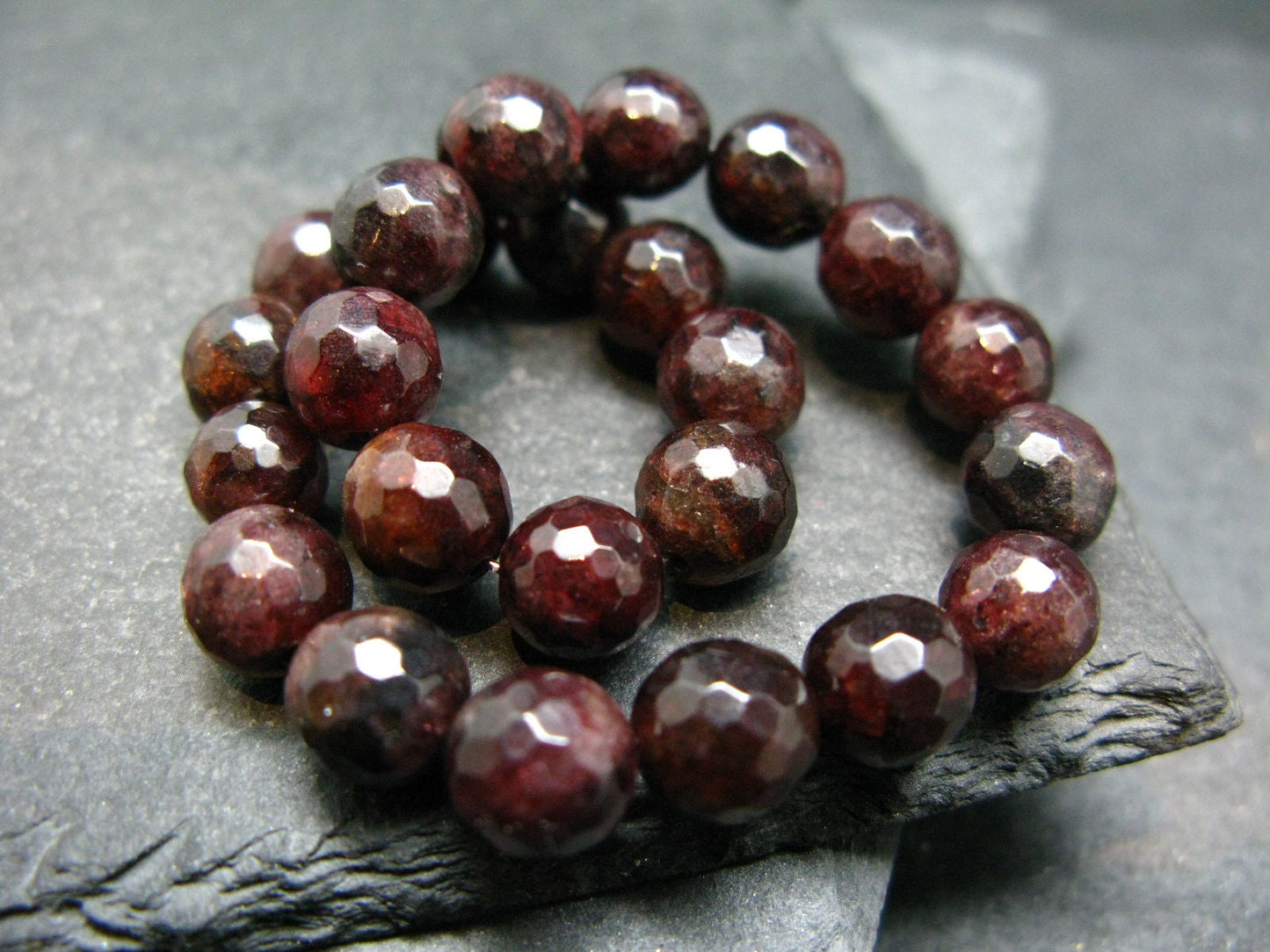 Garnet Almandine Genuine Bracelet ~ 7 Inches ~ 8mm Facetted Beads