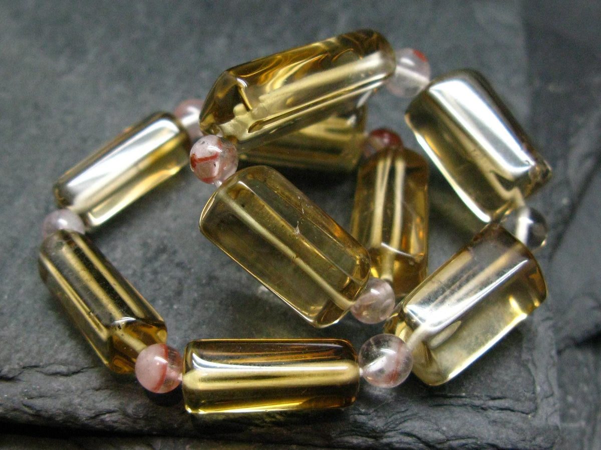 Citrine Genuine Unheated Bracelet ~ 7.5 Inches ~ 20mm Tube Beads