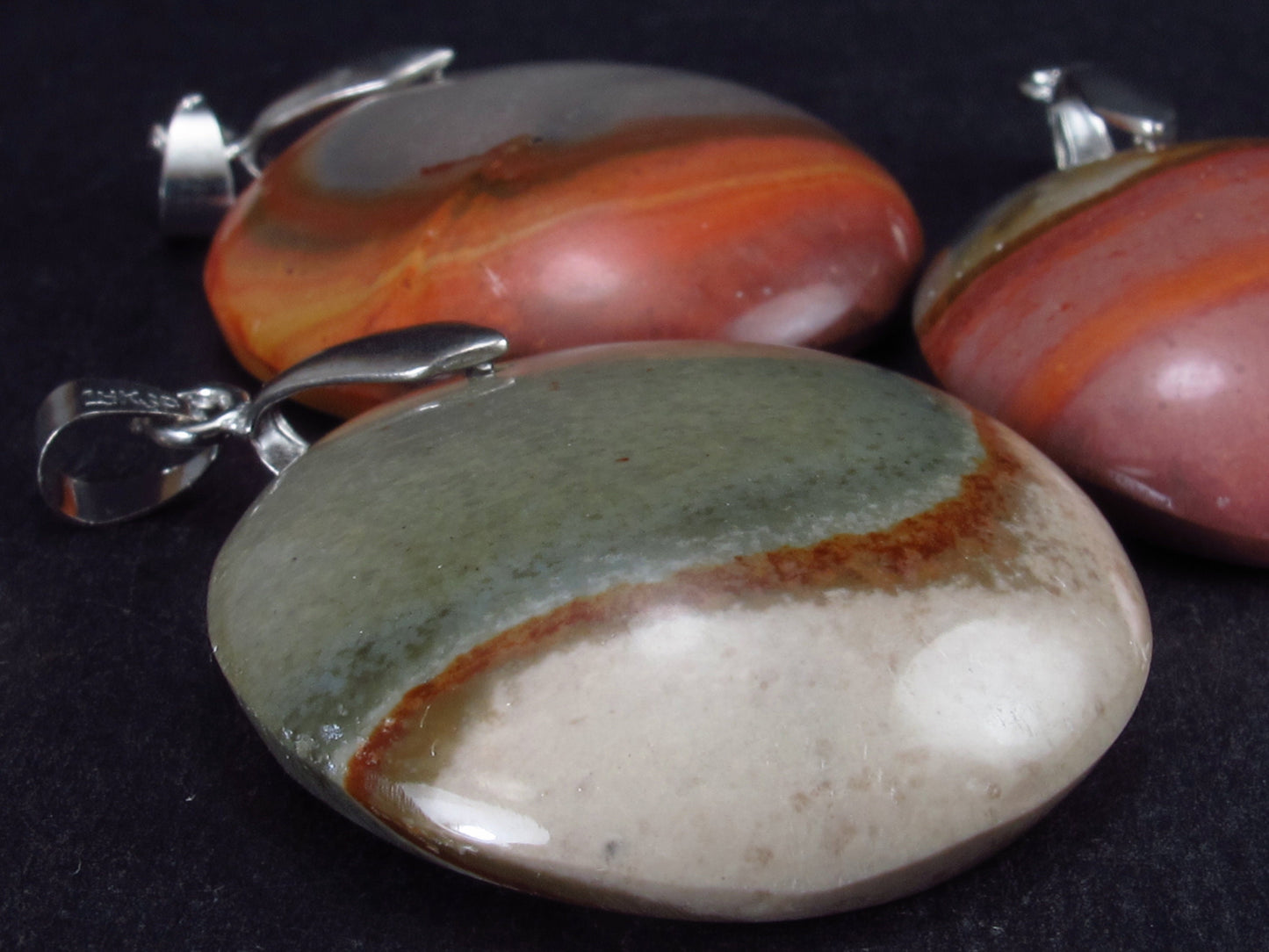 Lot of 3 Natural Multicolored Polychrome Jasper Pendant from Madagascar