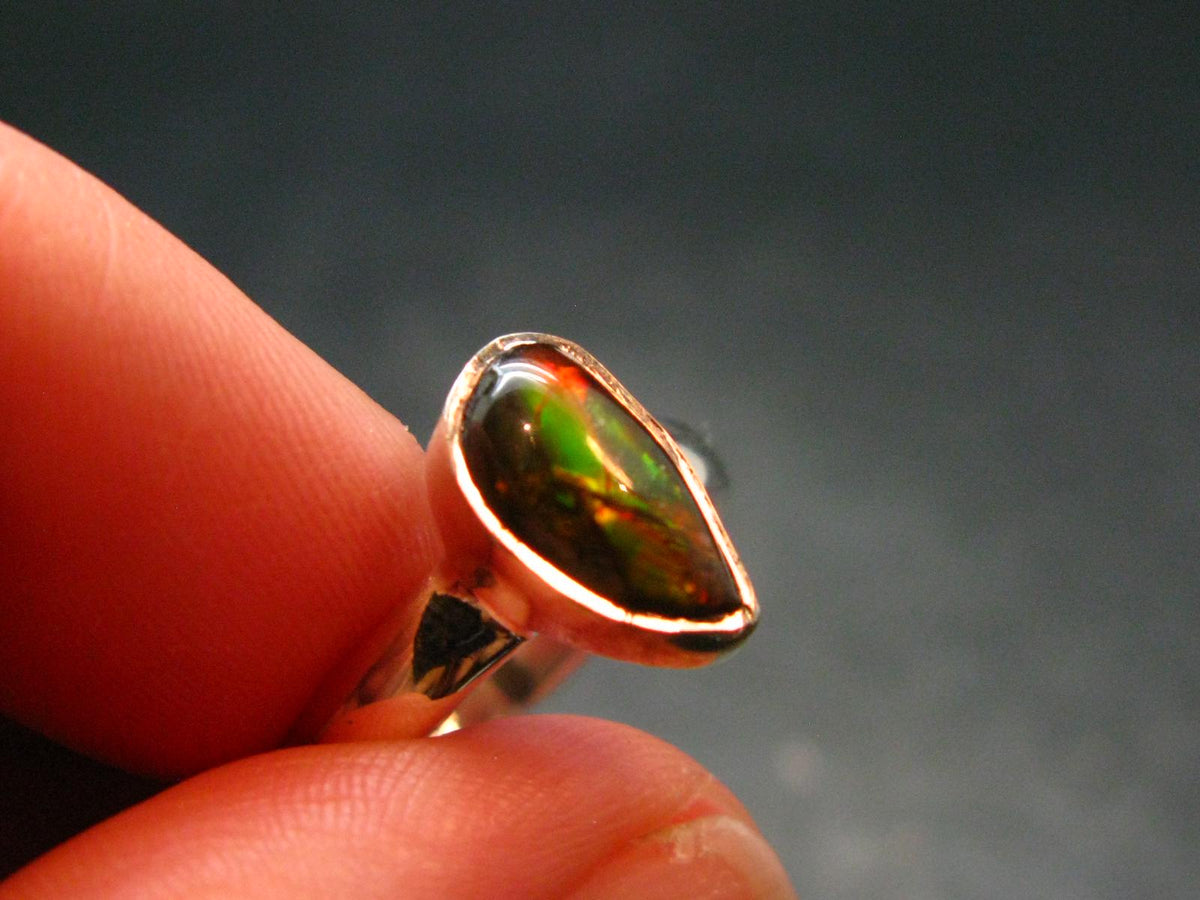 Ammolite Amolite Sterling Silver Ring From Canada - 2.88 Grams - Size 6
