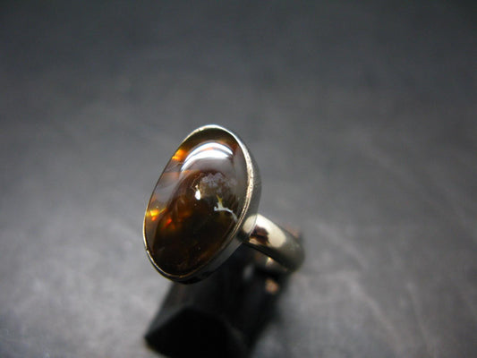 Fire Agate Ring From Mexico - Size 6 - 3.85 Grams