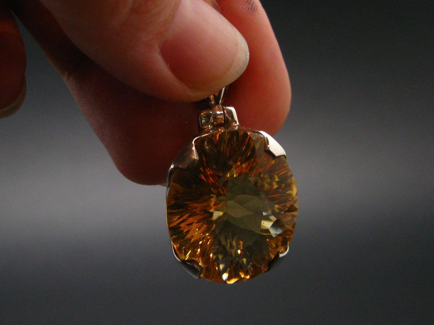 Stone of Success!! Genuine Intense Yellow Citrine Gem Sterling Silver Pendant From Brazil - 1.2" - 10.0 Grams