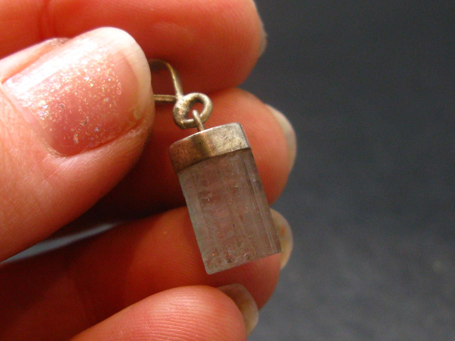 Rare Gem Watermelon Gem Tourmaline Crystal Silver Pendant From Brazil - 1.0"