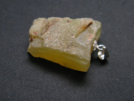 Rare Natural Rough Cat's-Eye Opal With 925 Silver Pendant from Tanzania - 1.1"