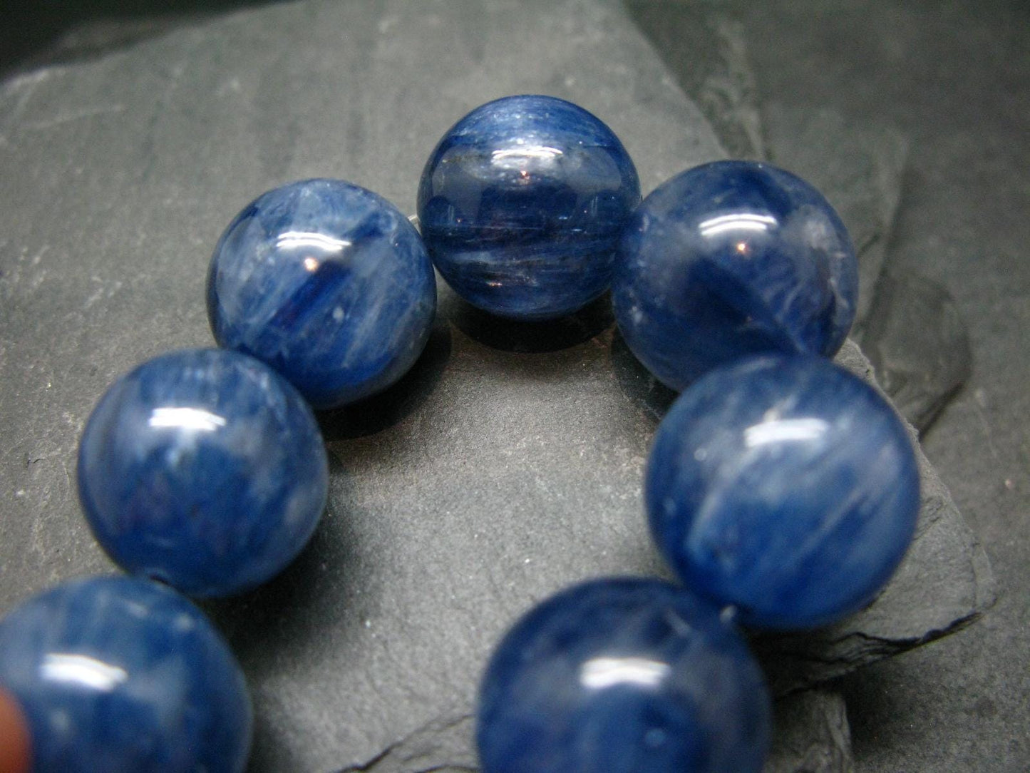 AAA Grade Blue Kyanite Genuine Bracelet ~ 7 Inches ~ 18mm Round Beads