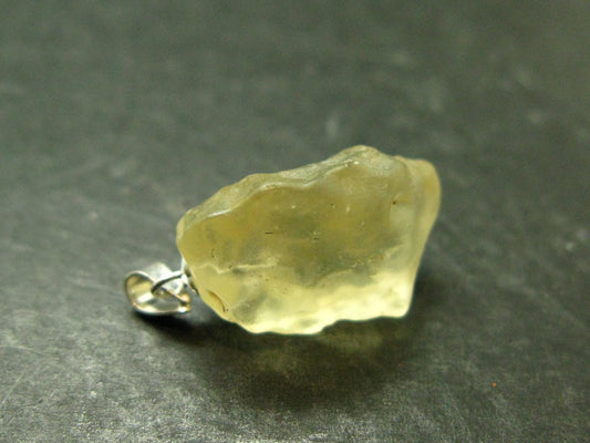 Gem Libyan Desert Glass Tektite Pendant Sterling Silver from Libya - 1.0" - 3.50 Grams