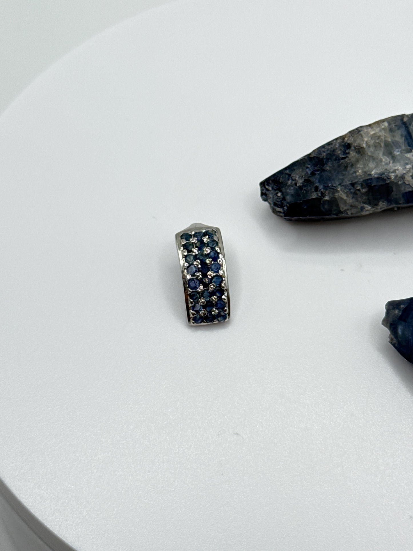 Sterling Silver Sapphire Huggie Pendant | September Birthstone Charm
