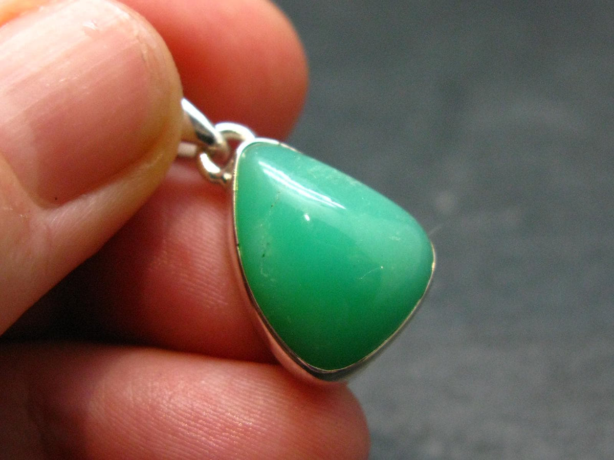 Rich Green Chrysoprase Silver Pendant From Australia - 1.1" - 3.26 Grams