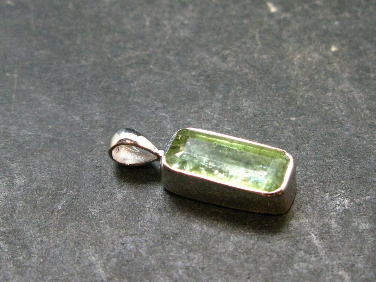 Green Kyanite Crystal Silver Pendant From Tanzania - 0.8" - 1.91 Grams