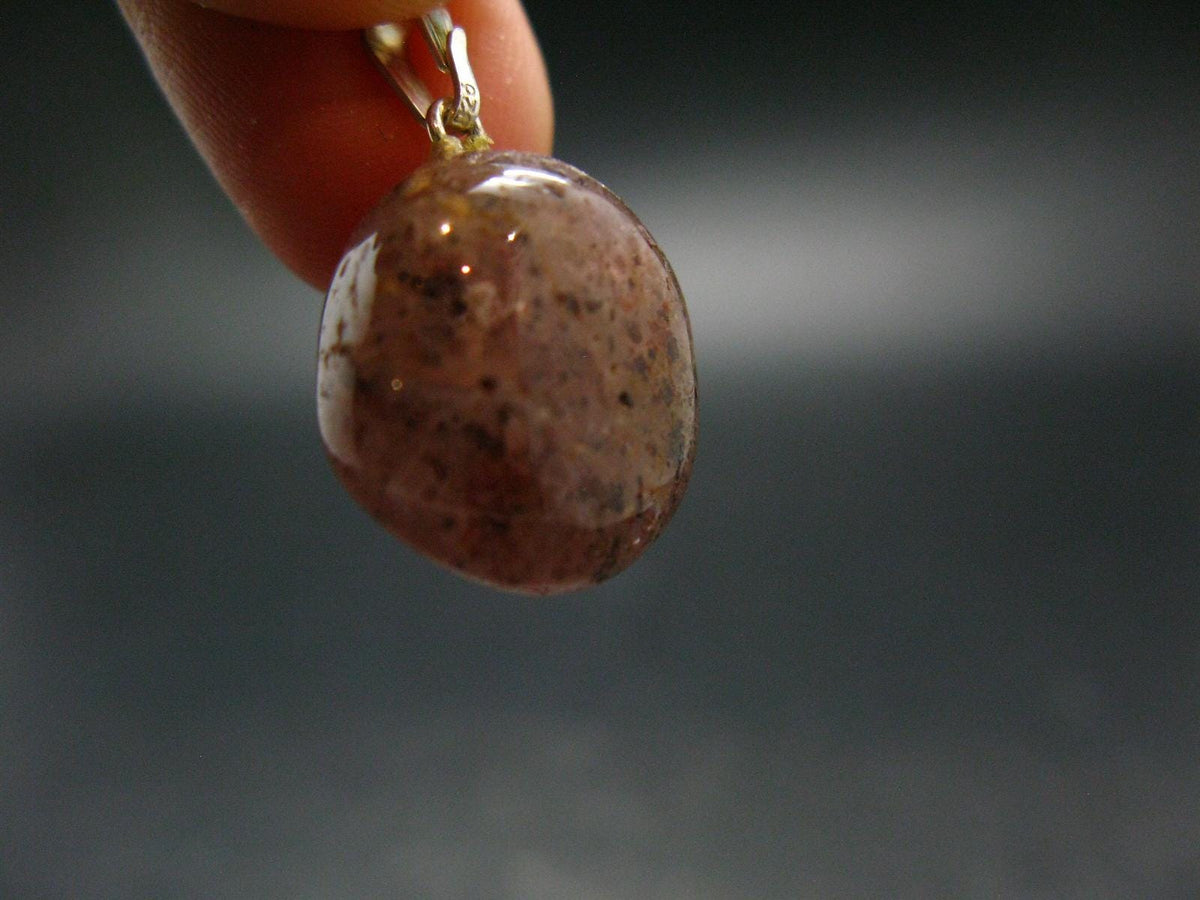 Strawberry Quartz Tumbled Silver Pendant - 1.0" - 4.6 Grams
