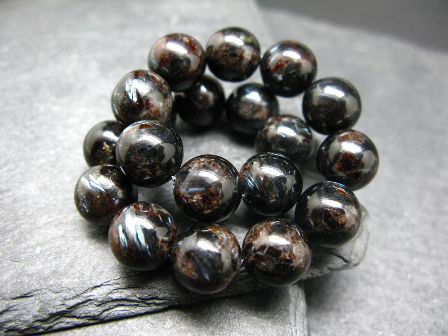 Astrophylite Astrophyllite Genuine Bracelet ~ 7 Inches ~ 10mm Round Beads