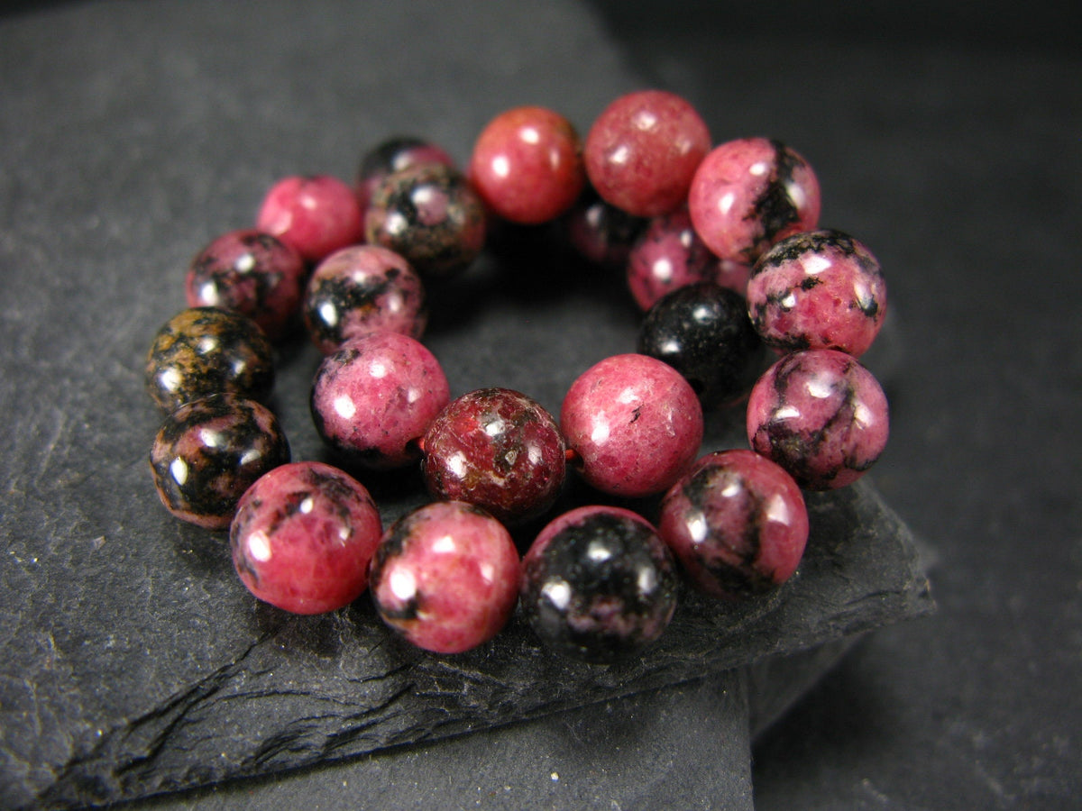Rhodonite Genuine Bracelet ~ 7 Inches ~ 8mm Round Beads