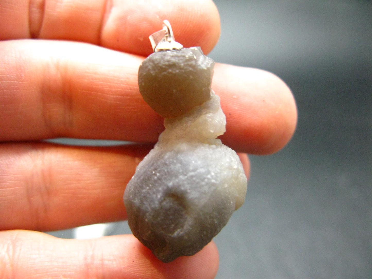 Truffle Chalcedony!! Spheroidal Chalcedony Nodules Crystal Silver Pendant From Morocco - 1.5"
