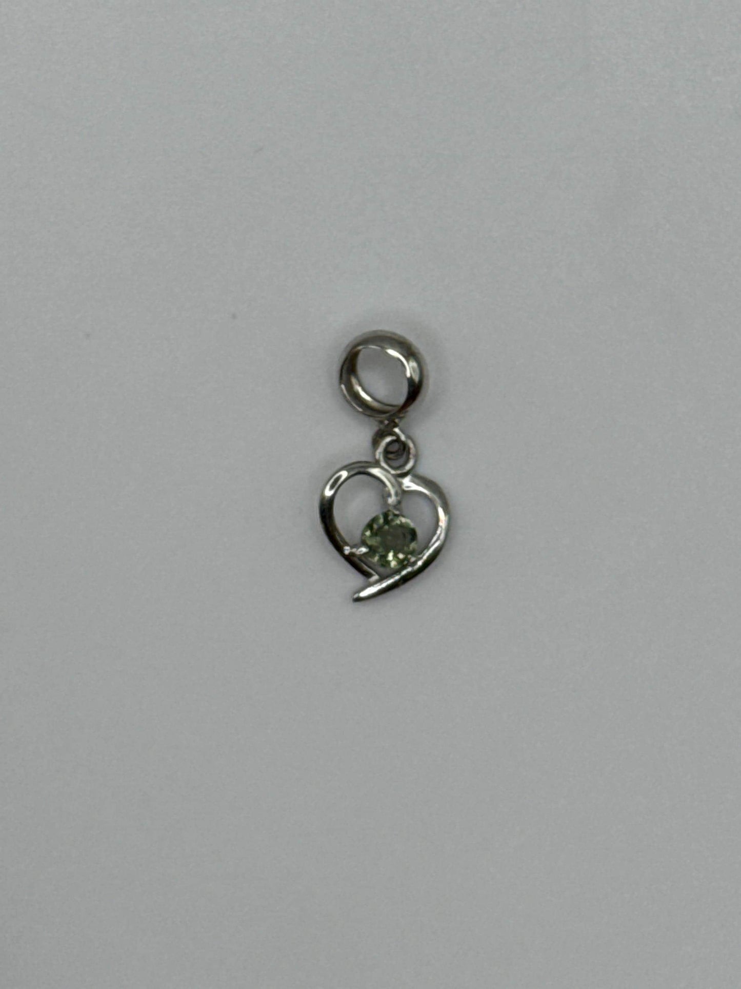 Sterling Silver Moldavite Heart Pendant - 0.47 Grams