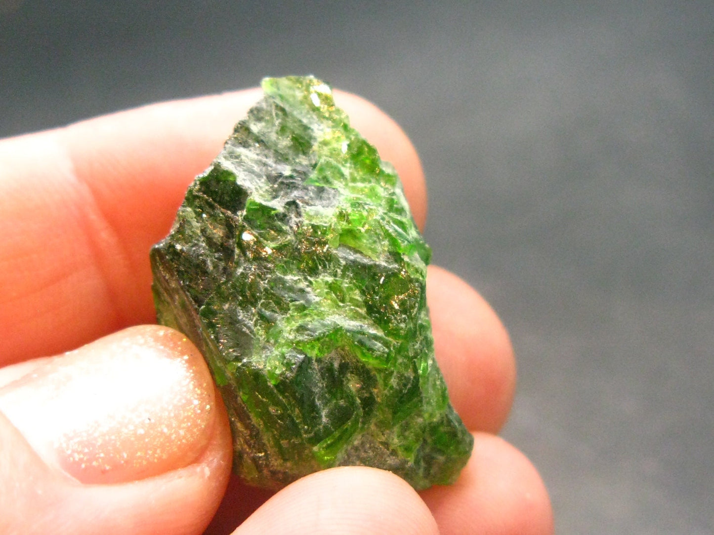 Gemmy Raw Natural Intense Forest Green Chrome Diopside Raw Piecet from Russia - 1.0"