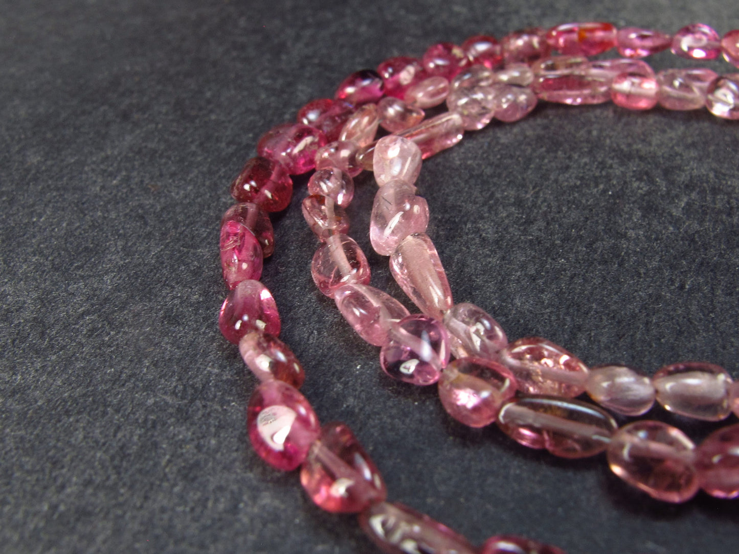 Lightweight Tumbled Pink Tourmaline Tiny Beads Necklace from Brazil - 19" - 8.2 Grams