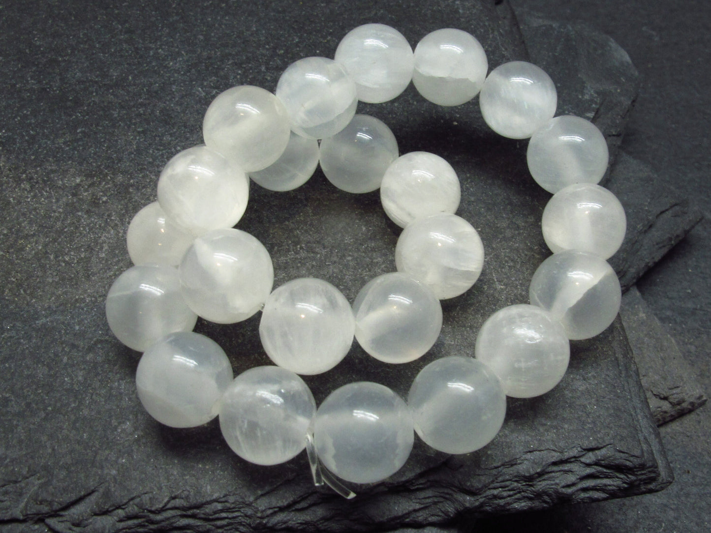 White Calcite Genuine Bracelet ~ 7 Inches ~ 8mm Round Beads