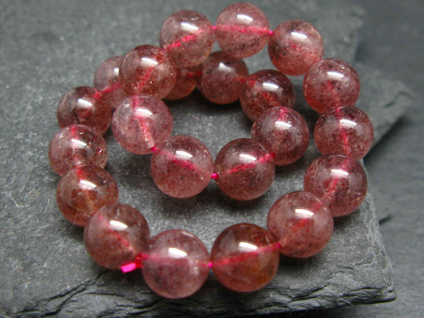 Strawberry Quartz Genuine Bracelet ~ 7 Inches ~ 8mm Round Beads