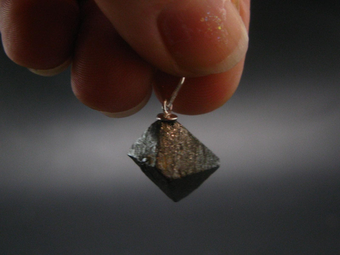 Magnetite Crystal Silver Pendant From Bolivia - 0.8" - 3.20 Grams