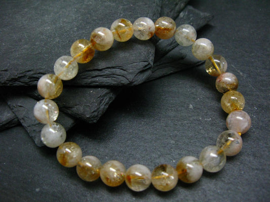 Citrine Genuine Bracelet ~ 7 Inches ~ 8mm Round Beads