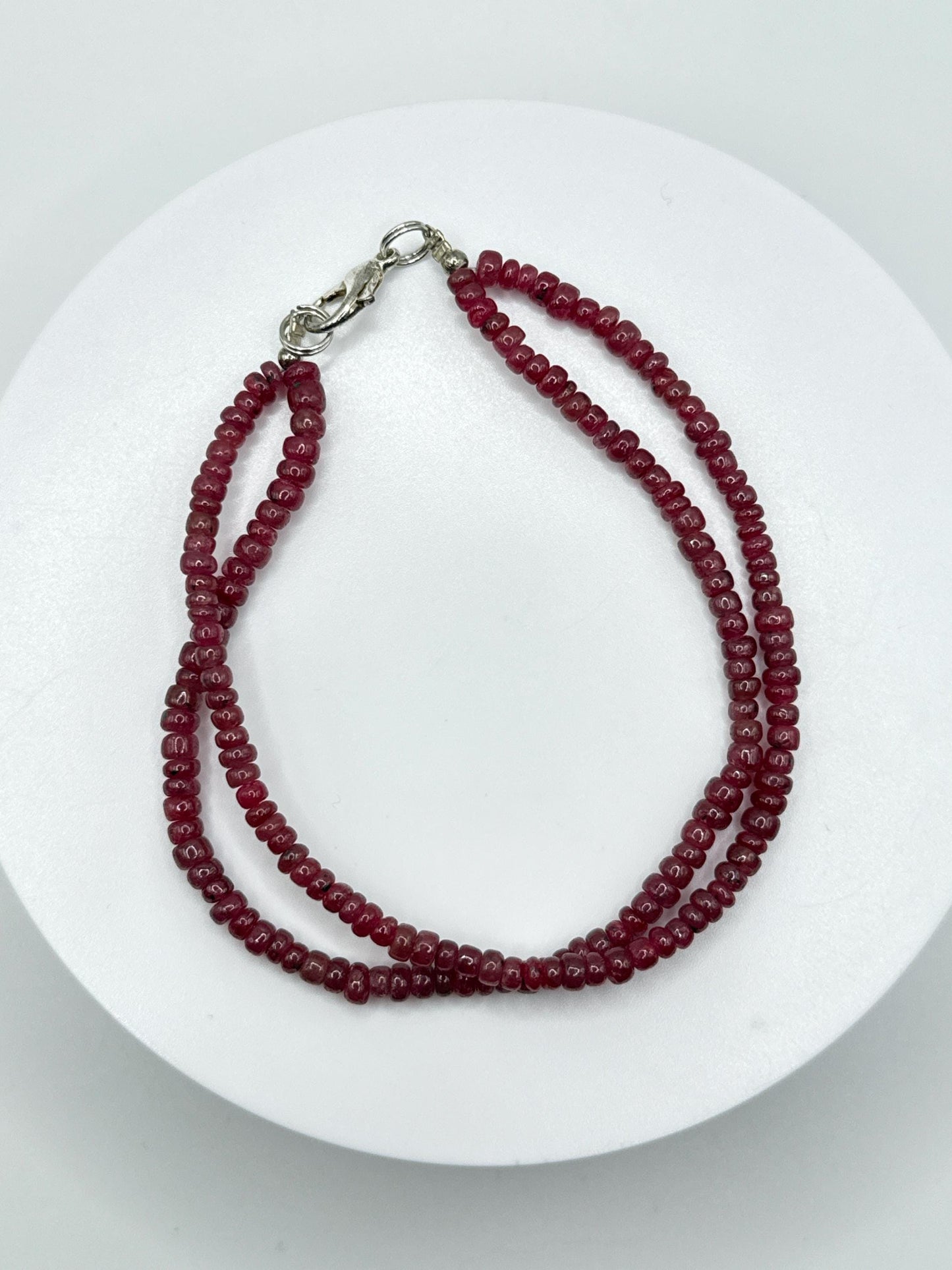 Ruby Beaded Bracelet | Natural Ruby Gemstone | Sterling Silver Clasp | July Birthstone Jewelry
