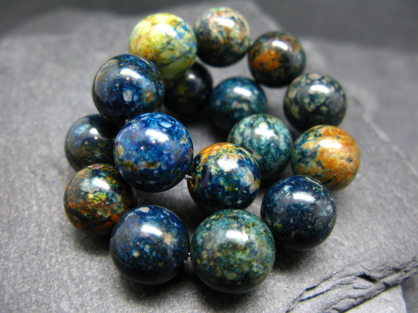 Azurite Genuine Bracelet ~ 7 Inches ~ 12mm Round Beads