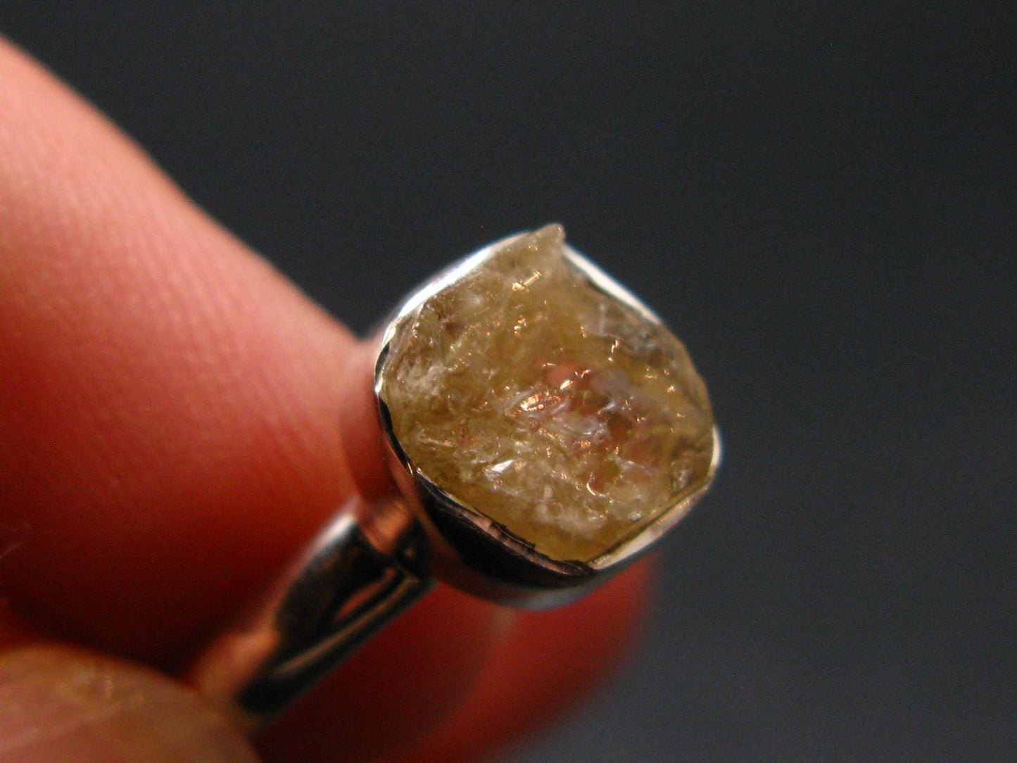 Rare Agni Gold Danburite Silver Ring From Tanzania - 1.92 Grams - size 6
