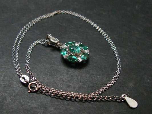 Emerald Silver Pendant W/Chain From Colombia - 3.42 Grams Total