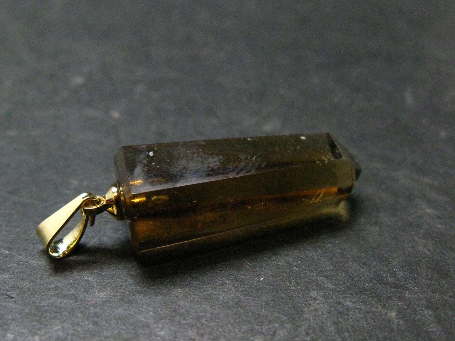 Natural Unheated Citrine Sterling Silver Gold Plated Pendant from Zambia - 1.4" - 4.34 Grams