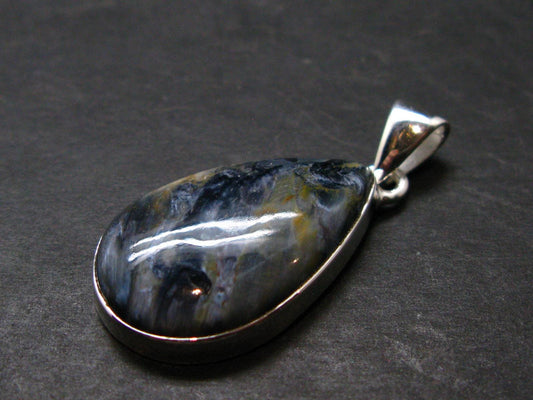 Natural Pietersite Polished Silver Plated Pendant from Namibia - 1.5" - 4.7 Grams