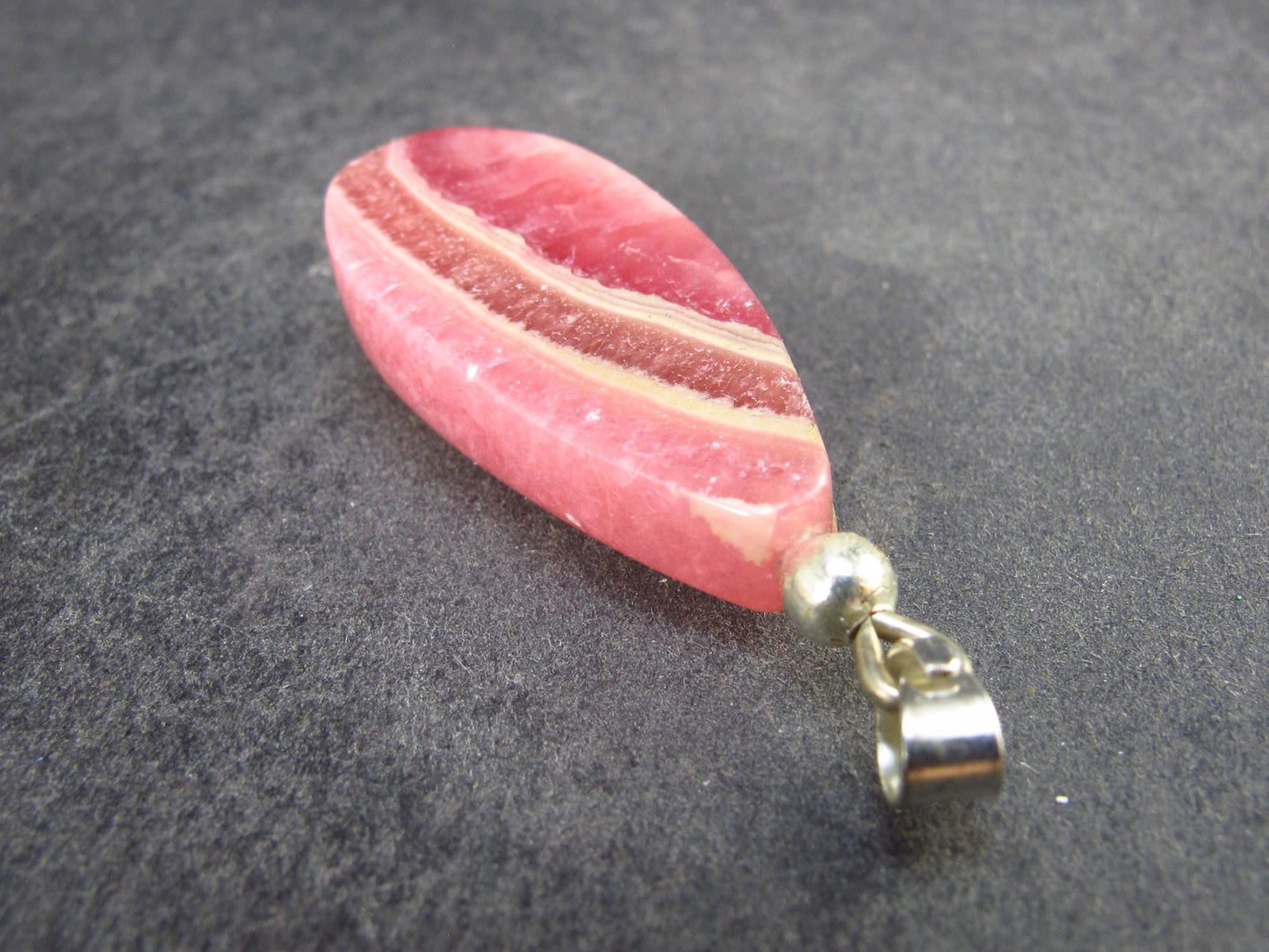 Rhodochrosite Sterling Silver Pendant from Alma Colorado - 1.7" - 9.65 Grams