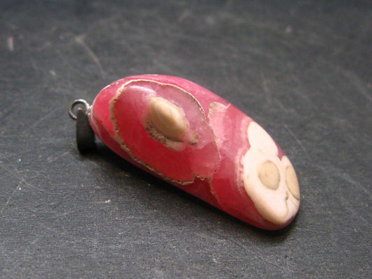 Rhodochrosite Sterling Silver Pendant From Alma Colorado - 1.4" - 8.22 Grams