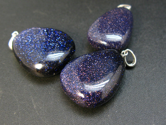 Caribbean Night!! Lot of 3 Blue Goldstone Pendant