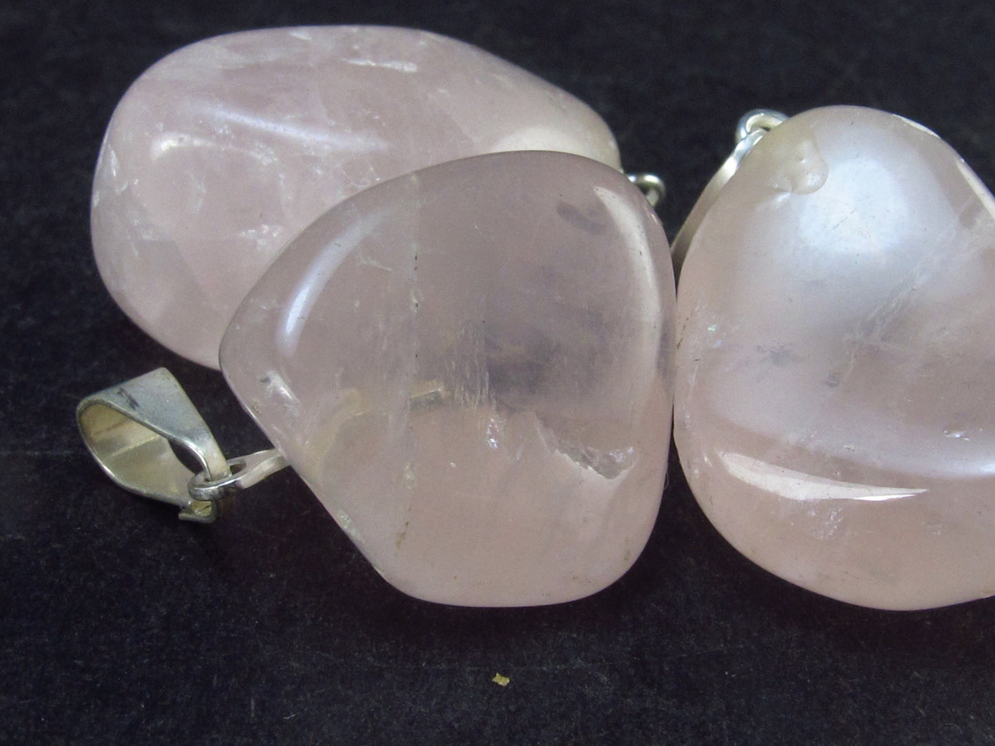 Lot of 3 Natural Rose Quartz Pendant from Brazil