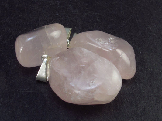 Lot of 3 Natural Rose Quartz Pendant from Brazil