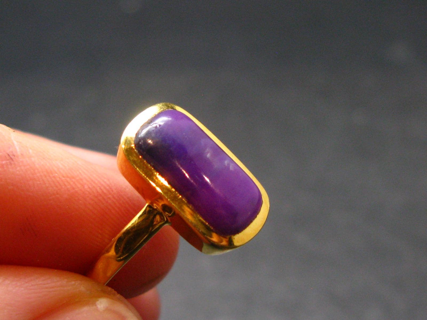 Sugilite Silver Gold Plated Ring From South Africa - 3.55 Grams - Size 8.25