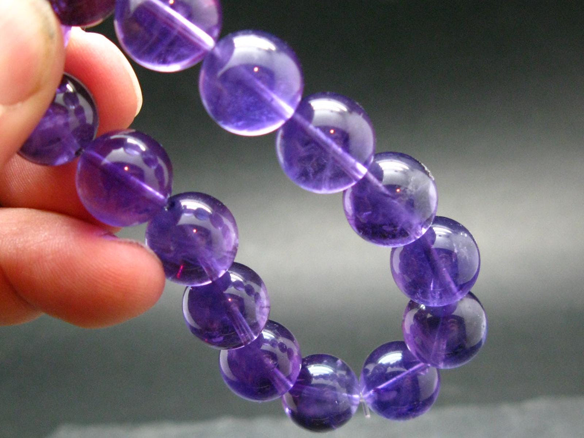 AAA Grade Amethyst Gem Genuine Bracelet ~ 7 Inches ~ 12mm Round Beads