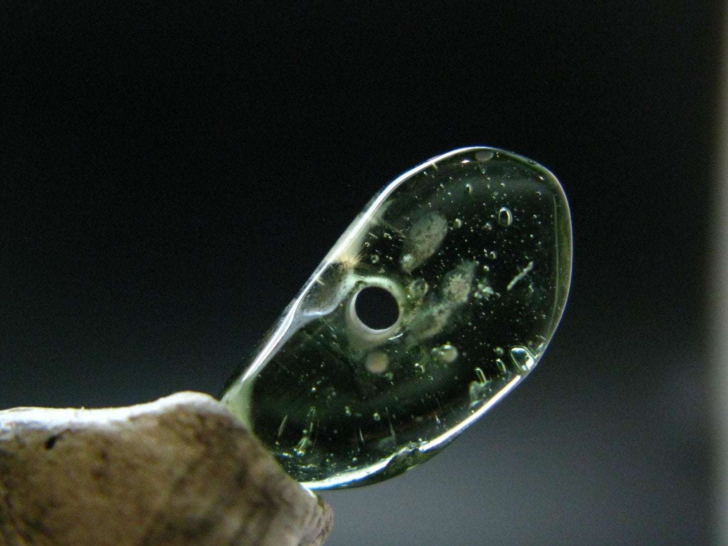 Moldavite Tektite Tumbled Bead from Czech Republic - 12 mm - 2.35 Carats