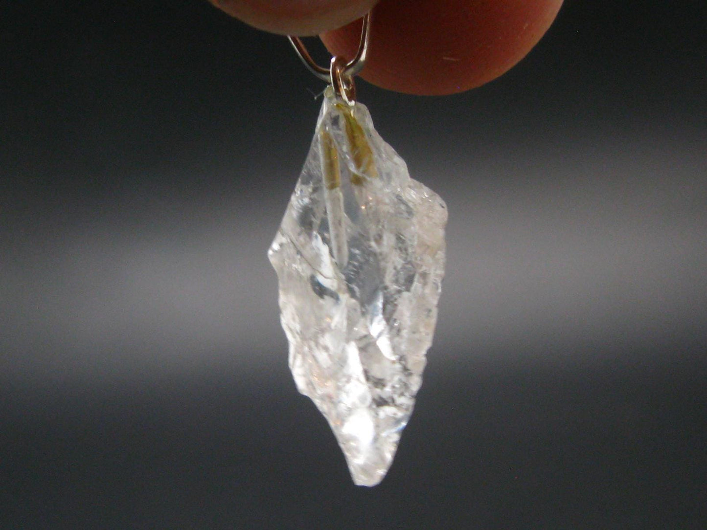 Goshenite Beryl Crystal 925 Silver Pendant From Brazil - 1.1" - 1.94 Grams