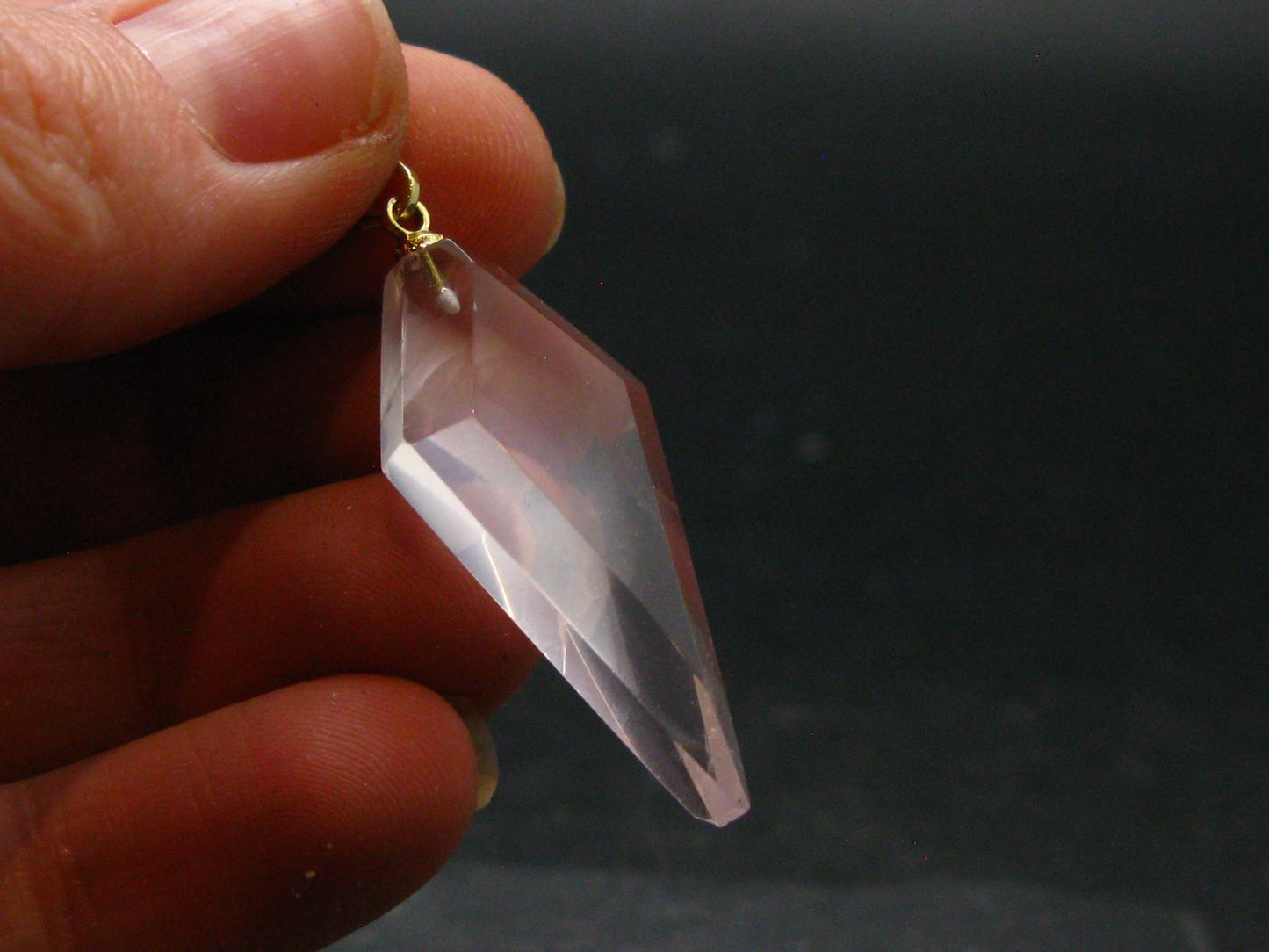 Symbol of Love and Beauty!! Natural Rose Quartz Gold Plated Pendant In 925 Silver From Brazil - 1.6" - 4.19 Grams