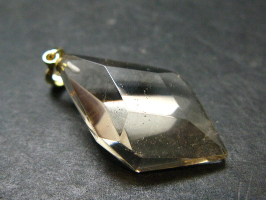 Natural Unheated Citrine Sterling Silver Gold Plated Pendant from Zambia - 1.5" - 4.44 Grams